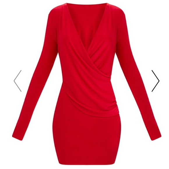 red wrap bodycon dress
